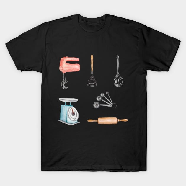 Cooking Baking Kitchen Tools T-Shirt by NatureGlow